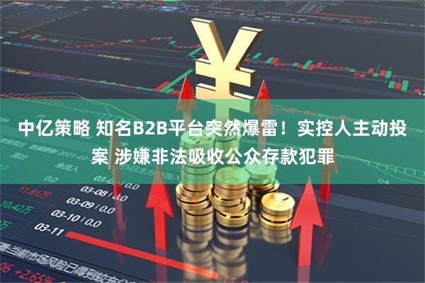 中亿策略 知名B2B平台突然爆雷！实控人主动投案 涉嫌非法吸收公众存款犯罪